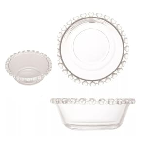 Kit 4X Bowl Raso Com Borda De Coração Cristal Redondo 11,5Cm