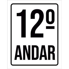 Placa Sinalização Ambiente Identificação 12º Andar 36X46