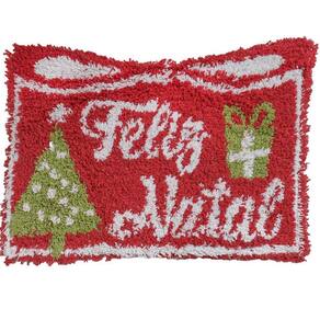 Tapete Algodão Natal 40X60Cm Feliz Natal Vermelho Bene Casa