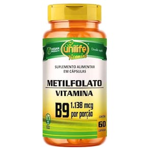 Vitamina B9 Metilfolato Natural Vegano 60 Cápsulas 350Mg
