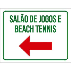 Placa Sinalização - Salão De Jogos E Beach Tennis 36X46