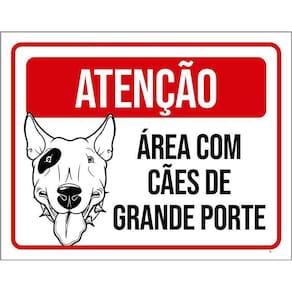 Placa Atenção Área Cães Grande Porte Pitbull 36X46