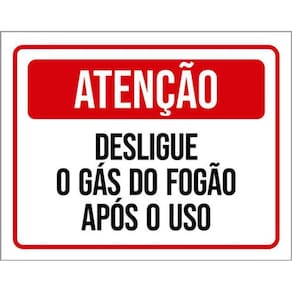 Kit 3 Placas Atenção Desligue Gás Fogão Após Uso