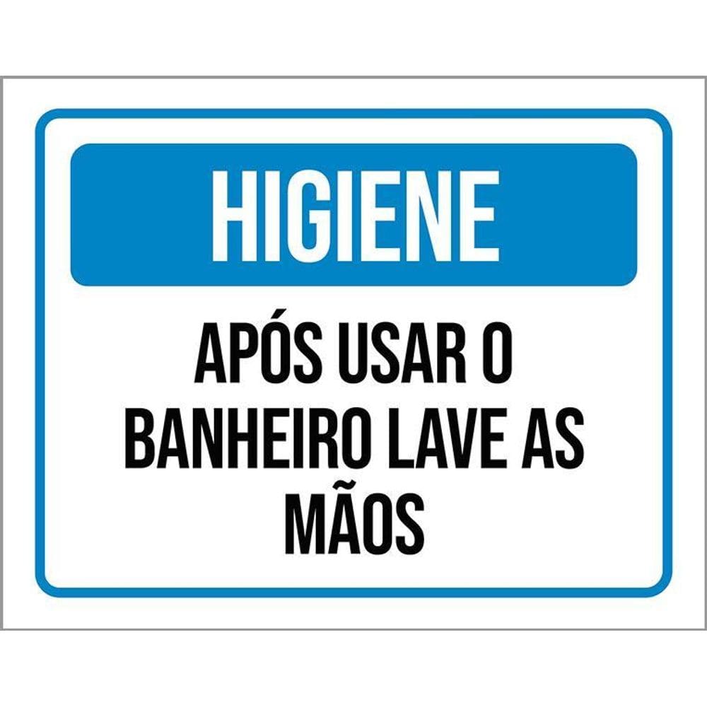 Kit 3 Placas Higiene Após Usar Banheiro Lave As Mãos