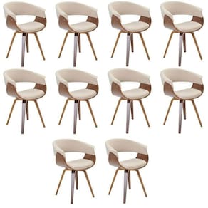 Conjunto com 10 Caderias para Sala de Jantar Betina Creme