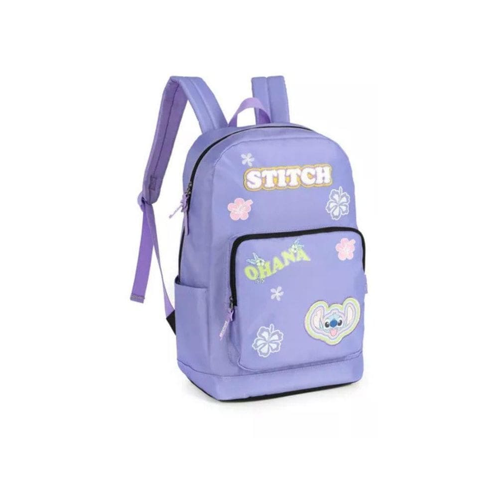 Mochila De Costas Lilás Escolar Stitch Disney Classic Luxcel