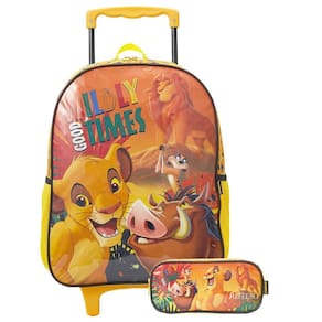 Mochila Rei Leão Infantil Com Estojo Escolar Disney