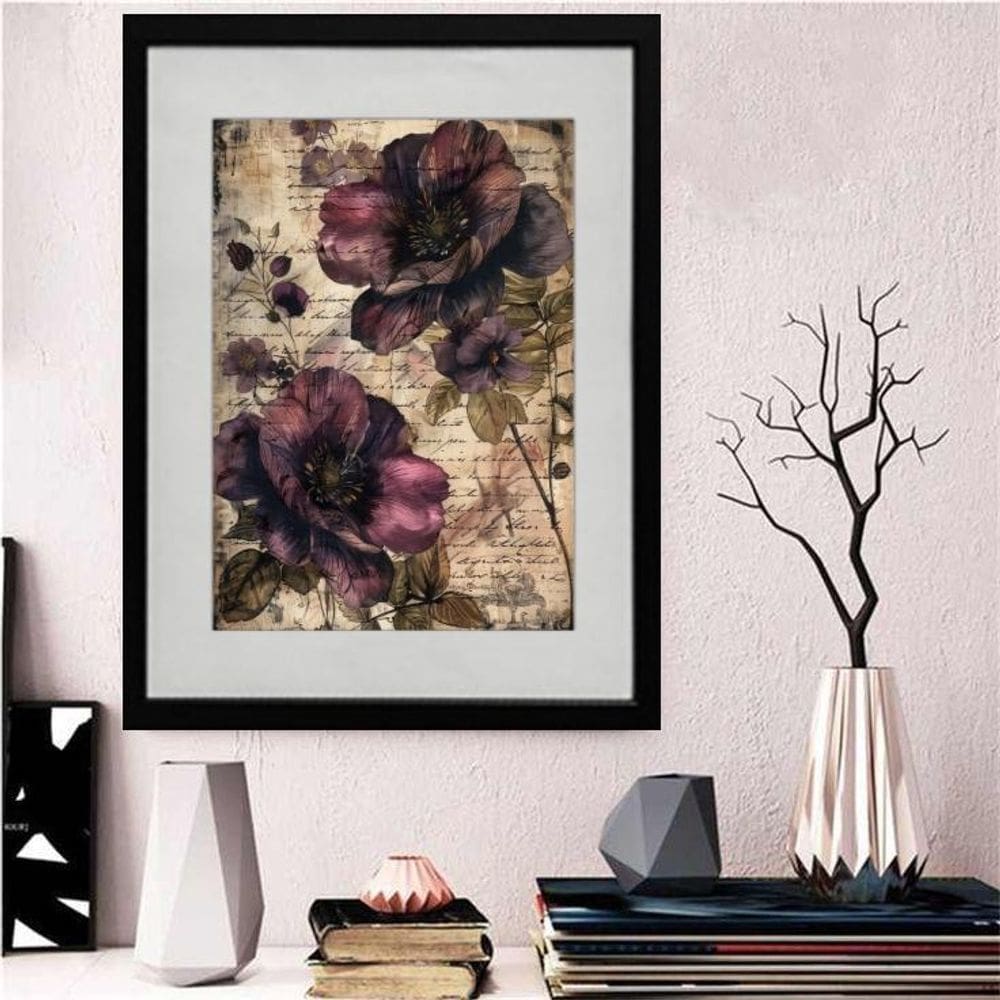 Quadro Decorativo Vintage Flores 60X48Cm
