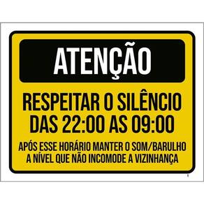 Placa Atenção Respeitar Silêncio Vizinhança 36X46