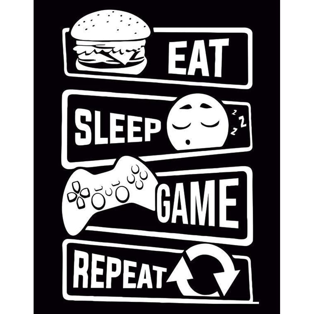 Placa Decorativa - Eat Sleep Game Repeat 36X46