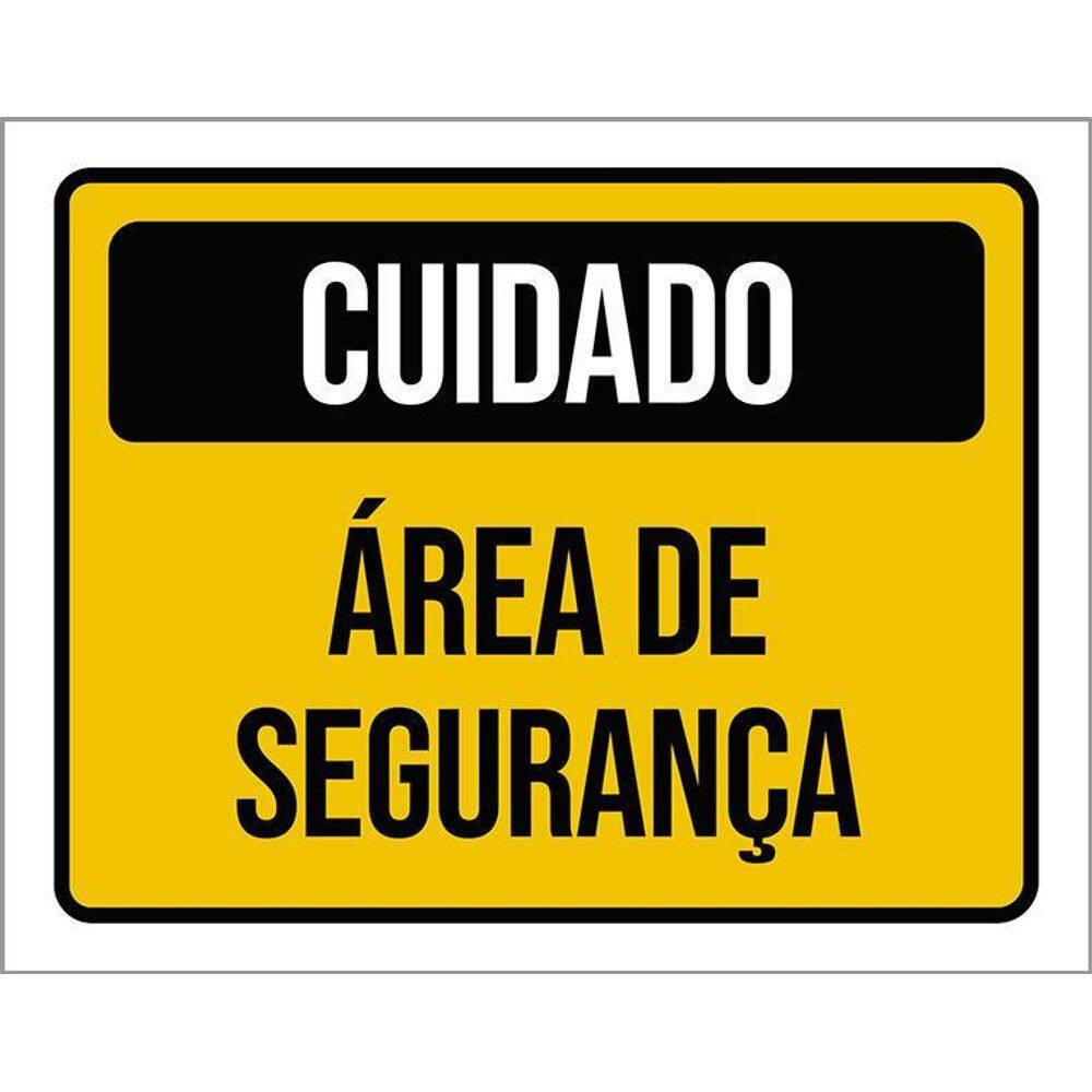 Kit 3 Placas Sinalização Cuidado Área De Segurança
