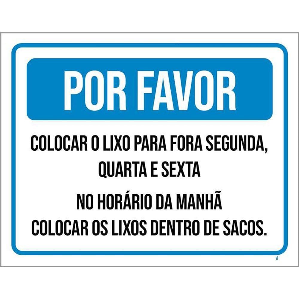Placa Por Favor Colocar Lixo Para Fora 36X46