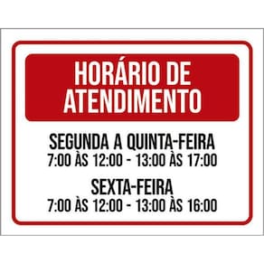 Kit 3 Placas Horário Atendimento Segunda Quinta Sexta