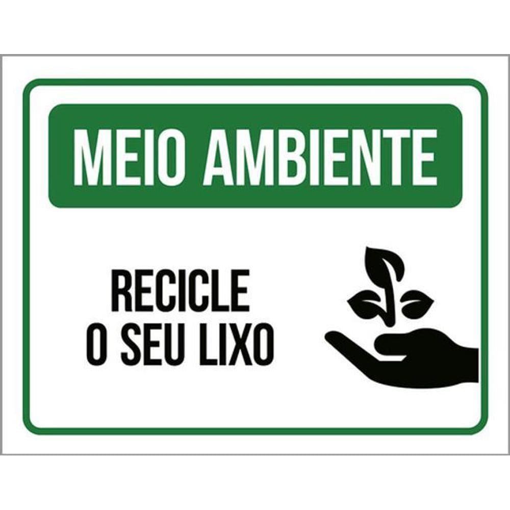 Kit 3 Placas Meio Ambiente - Recicle O Seu Lixo Verde