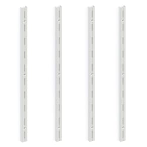 Kit 4 Trilho Prateleira Cremalheira Aço Simples 1M Branco