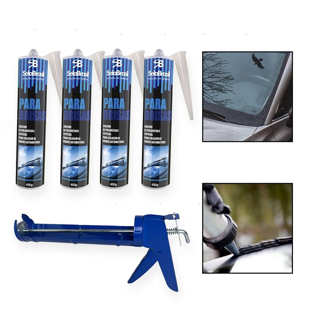 Kit 4 Cola Adesivo Para Brisa Vidro Automotivo Com Aplicador