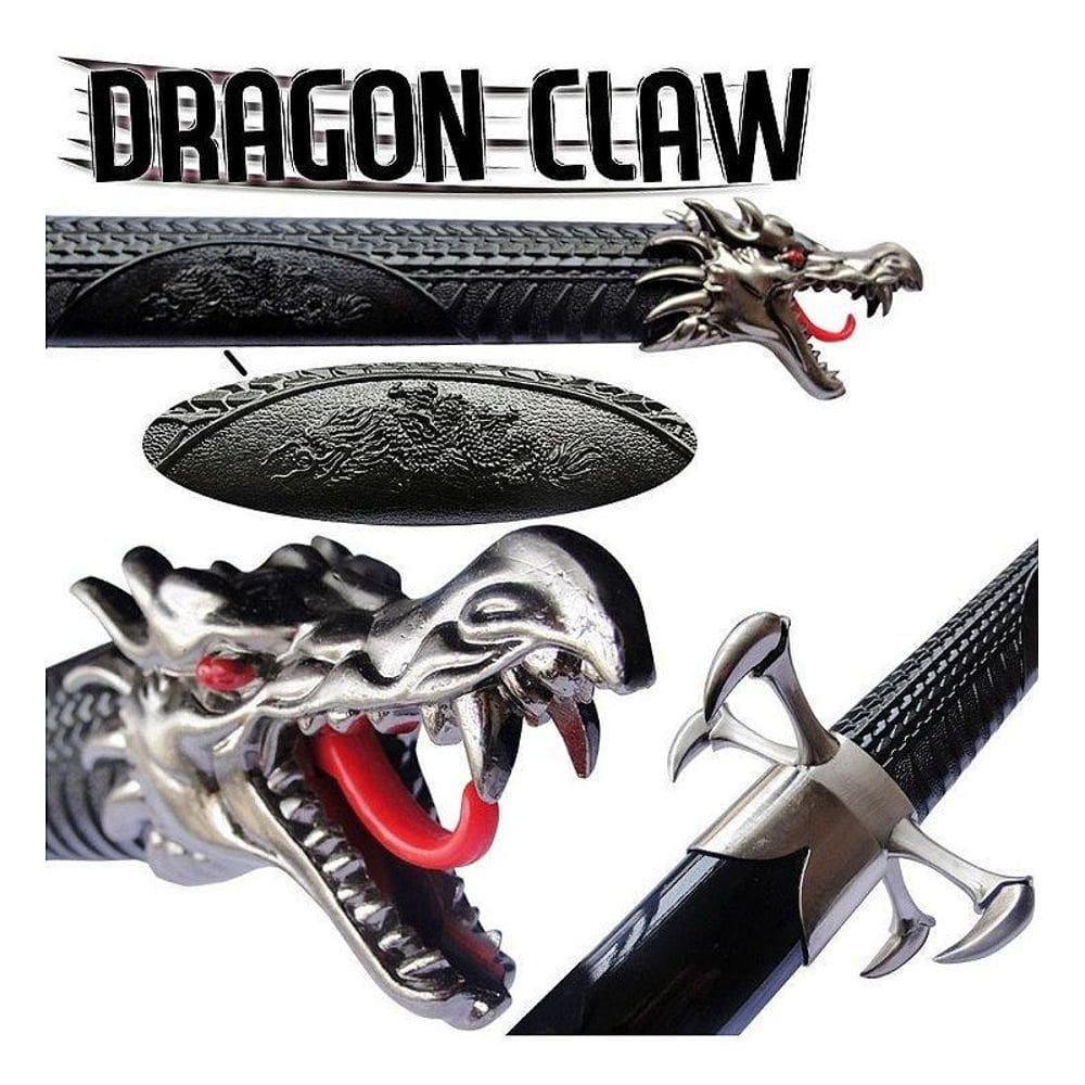 Espada Katana Tamanho Real Dragão Samurai Aço Suporte 101Cm
