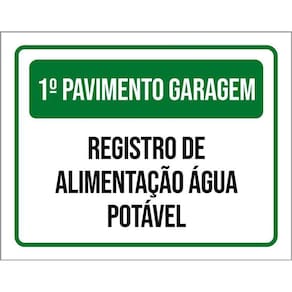 Placa 1 Pavimento Garagem Registro Água Potável 36X46