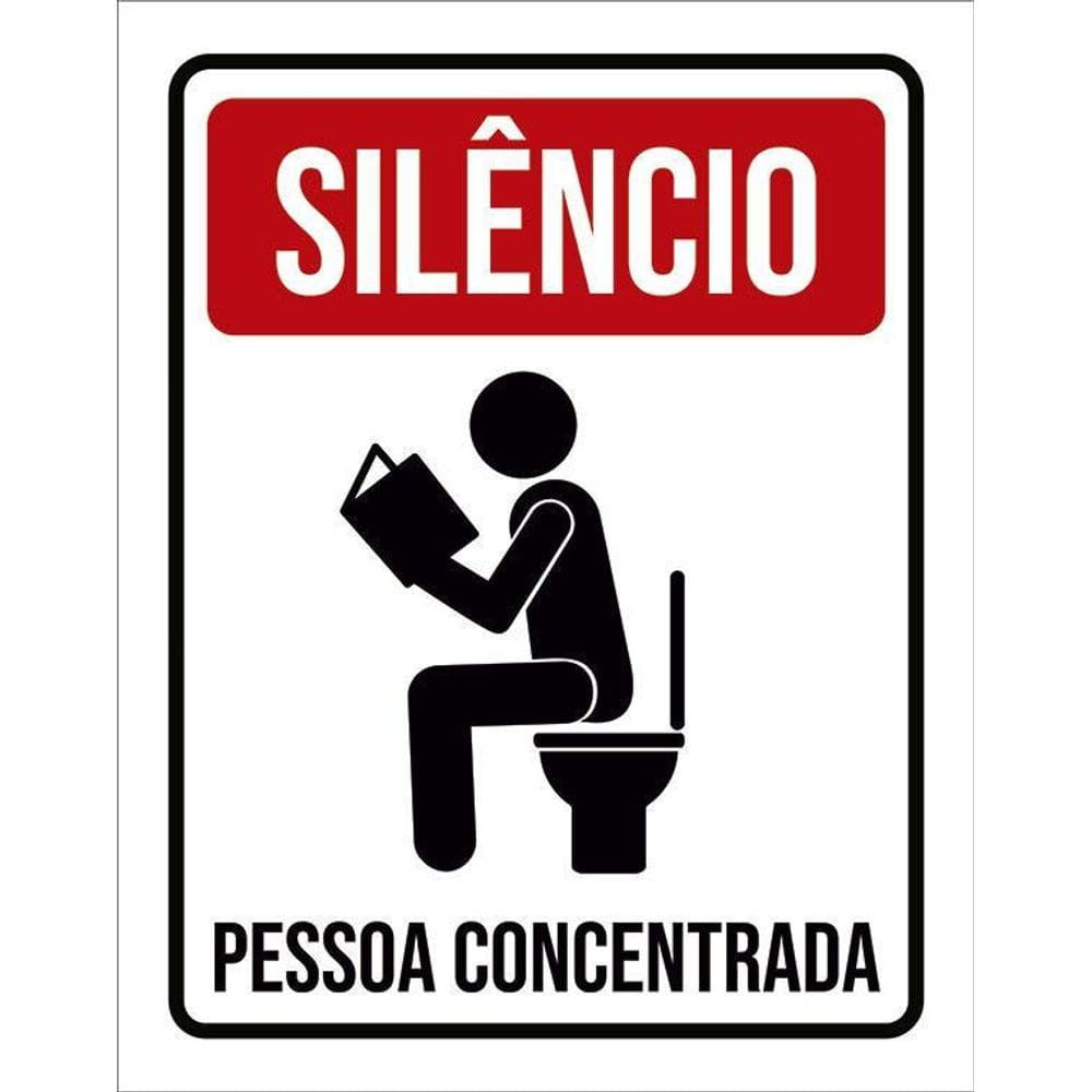 Placa Decorativa - Silêncio Pessoa Concentrada Livro 36X46