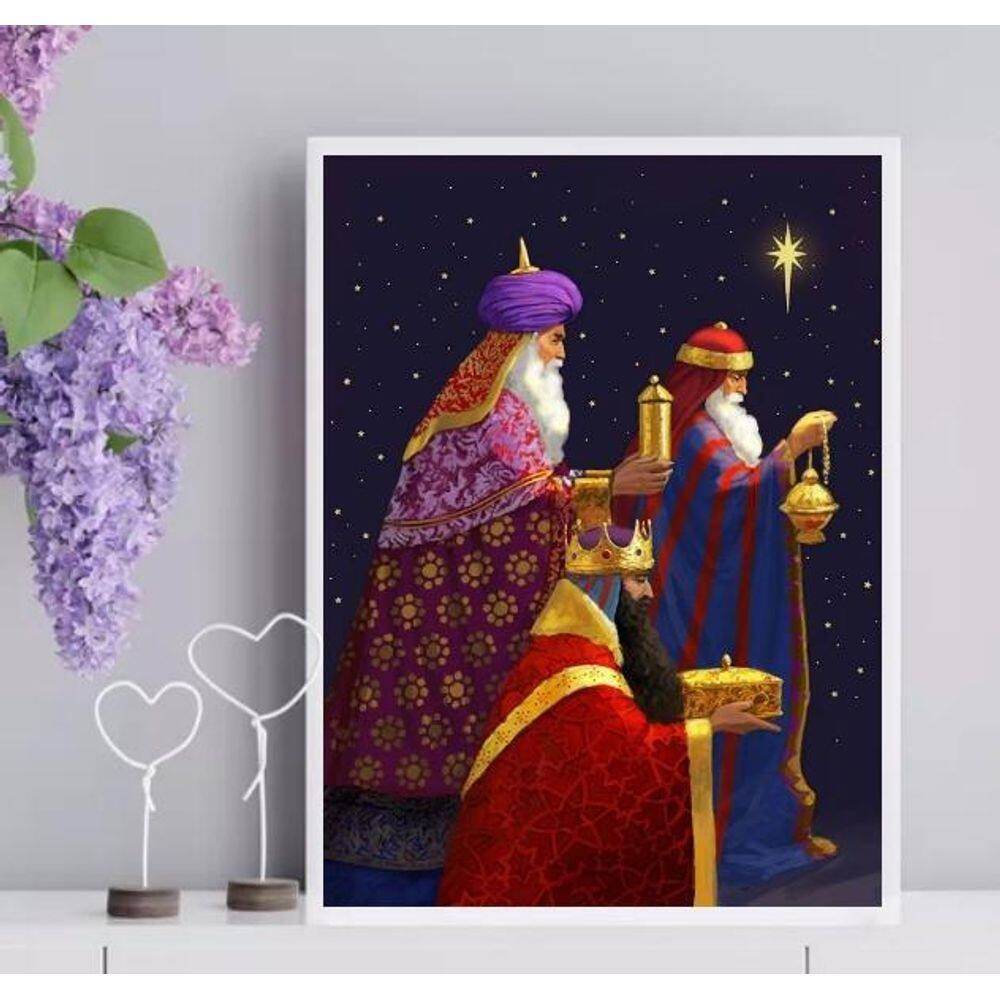 Quadro Decorativo 3 Reis Magos 33X24Cm - Com Vidro
