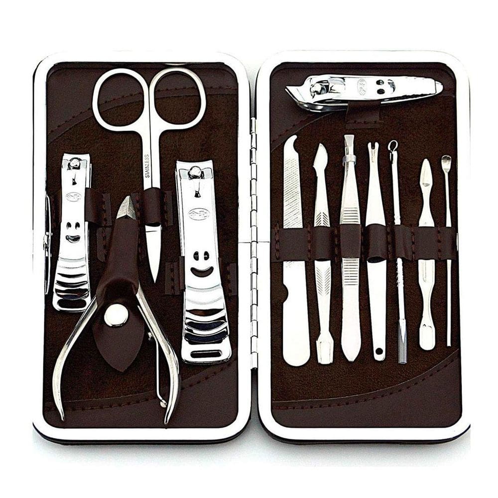 Kit De Unhas Completo Profissional 12Em1 Com Pinça E Tesoura