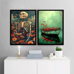 Kit 2 Quadros Decorativos Da Morte Surge A Vida 45X34Cm