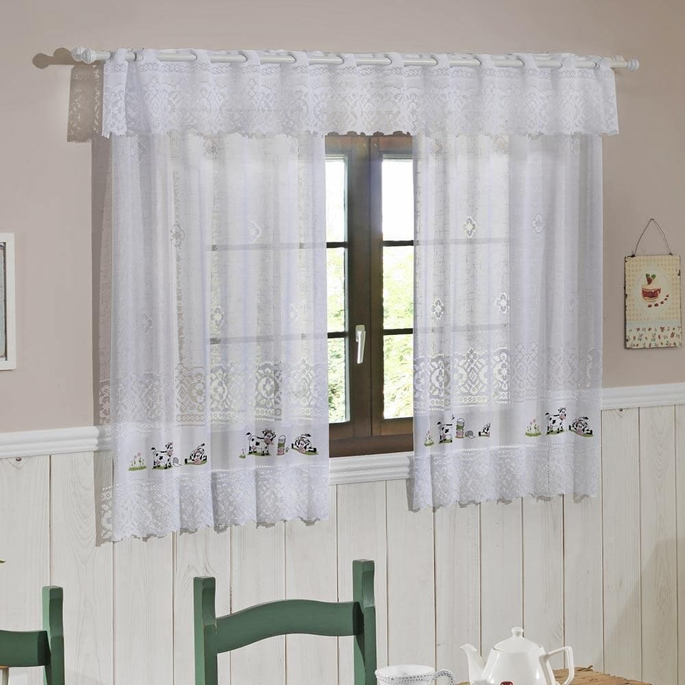 Cortina Valência Branca 2,00X1,50+0,20 Vaquinhas - Interlar