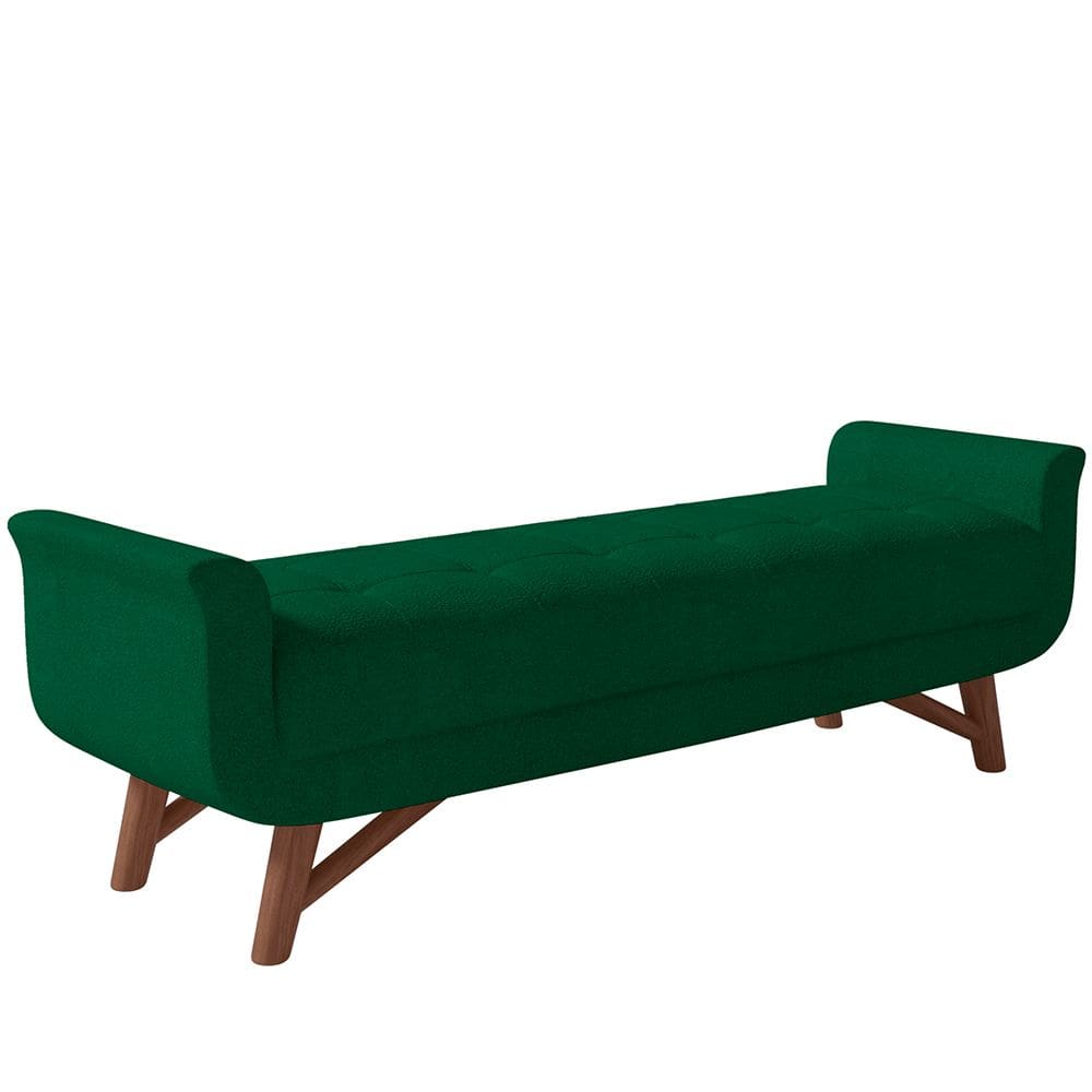 Puff Recamier Decorativo com Pés em Madeira 195 cm Itália P05 Bouclê Verde - Lyam Decor