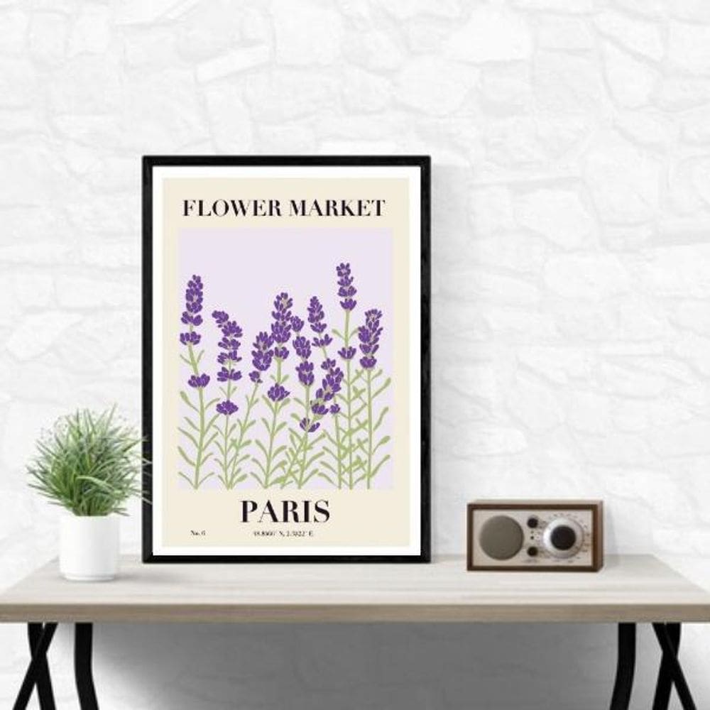 Quadro Flower Market Paris - Lavanda 24X18Cm - Com Vidro