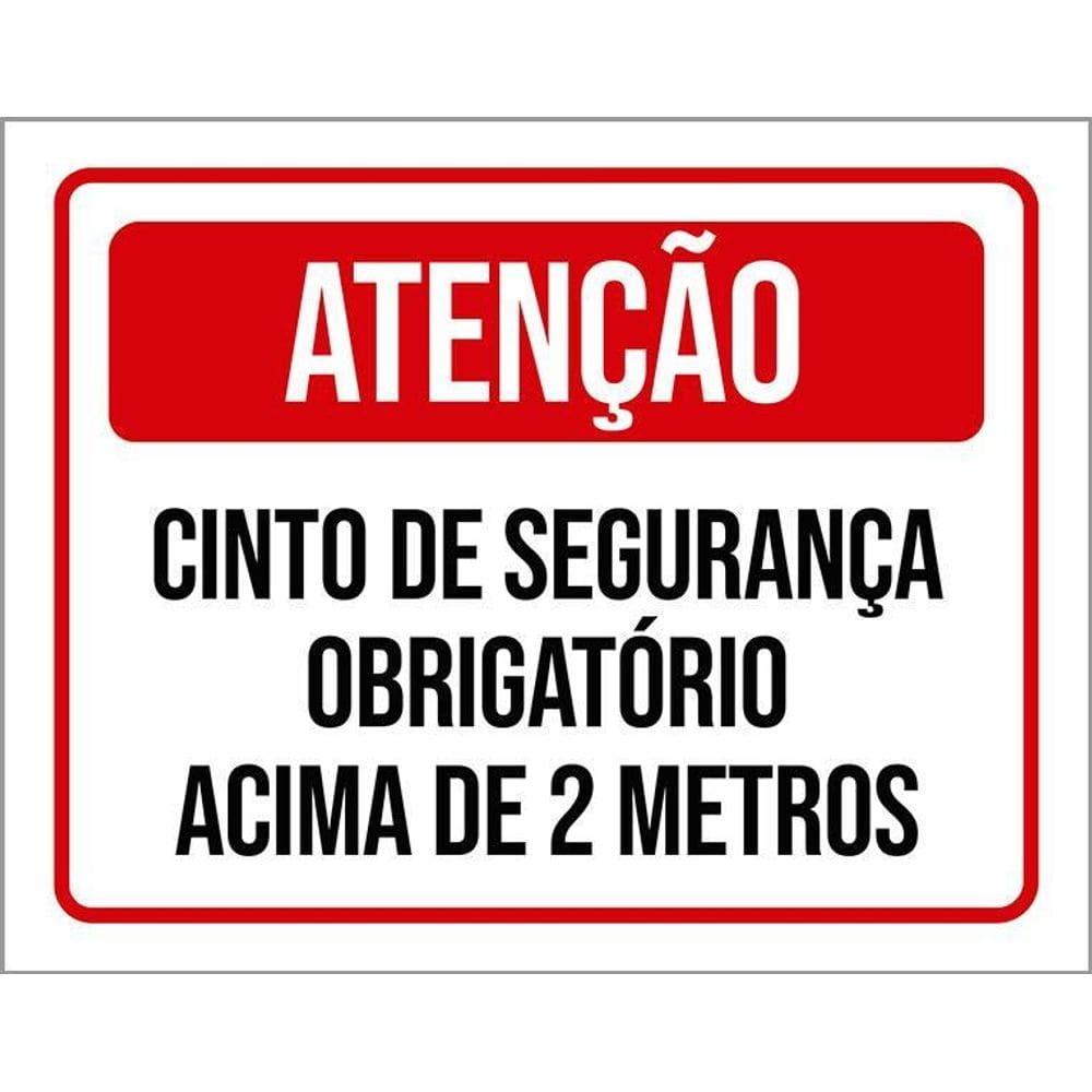 Kit 3 Placas Atenção Cinto Segurança Obrigatório 2 Metros