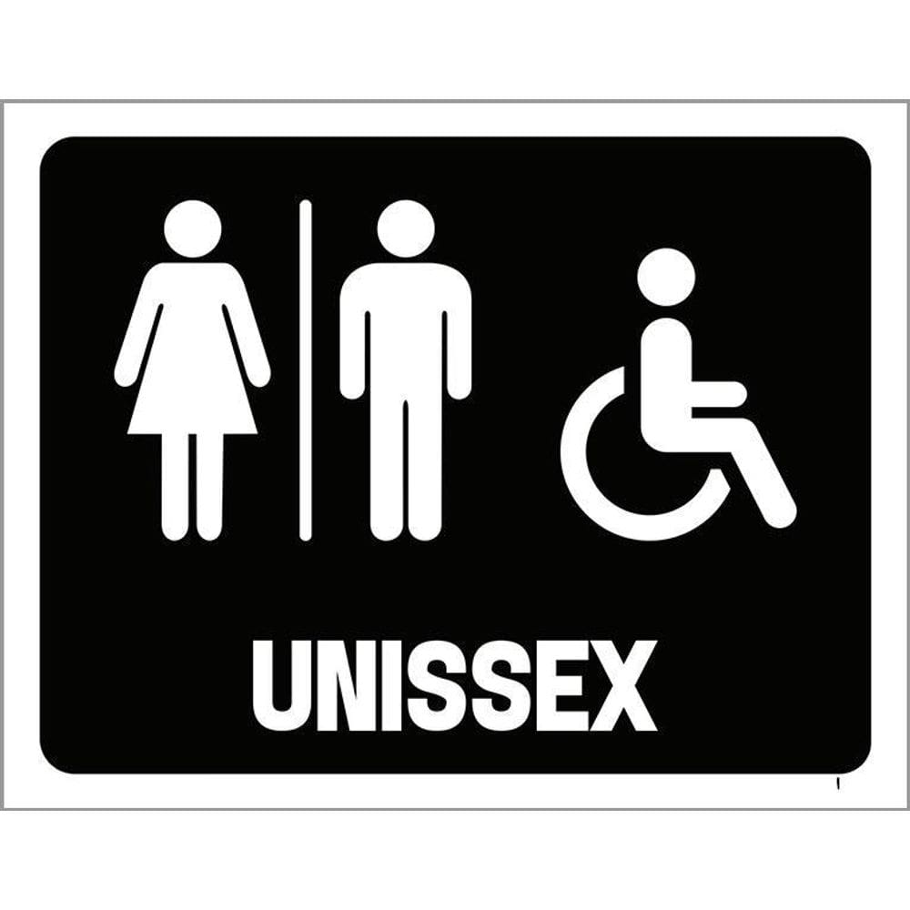 Placa De Banheiro Masculino Feminino Unissex 36X46