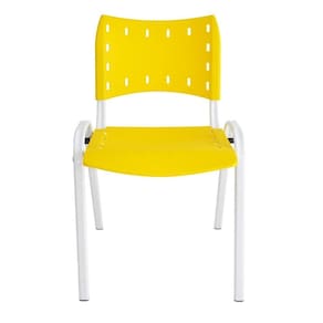 Cadeira Iso para Escola Escritório Comércio Amarelo Base Branco