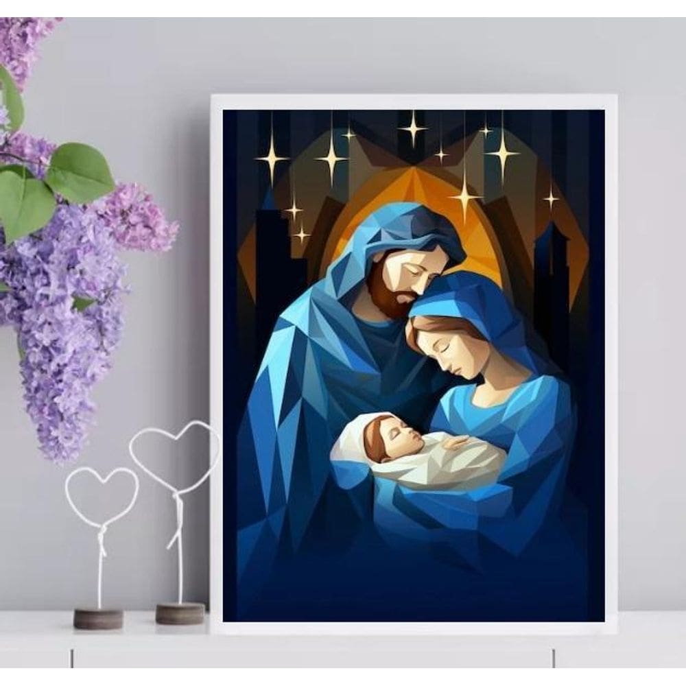 Quadro Arte Sagrada Família Moderna 33X24Cm - Com Vidro