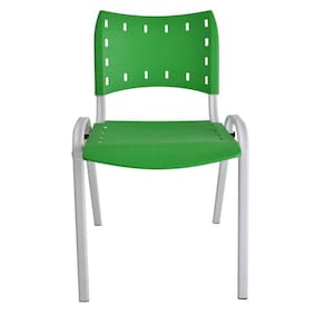 Cadeira Iso para Escola Escritório Comércio Verde Base Branca