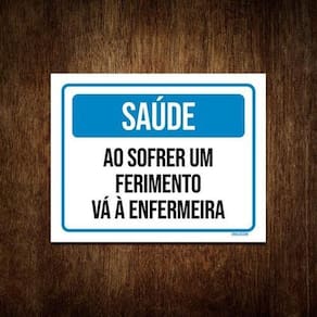 Placa De Sinalização Saúde Sofrer Ferimento Enfermaria 36X46