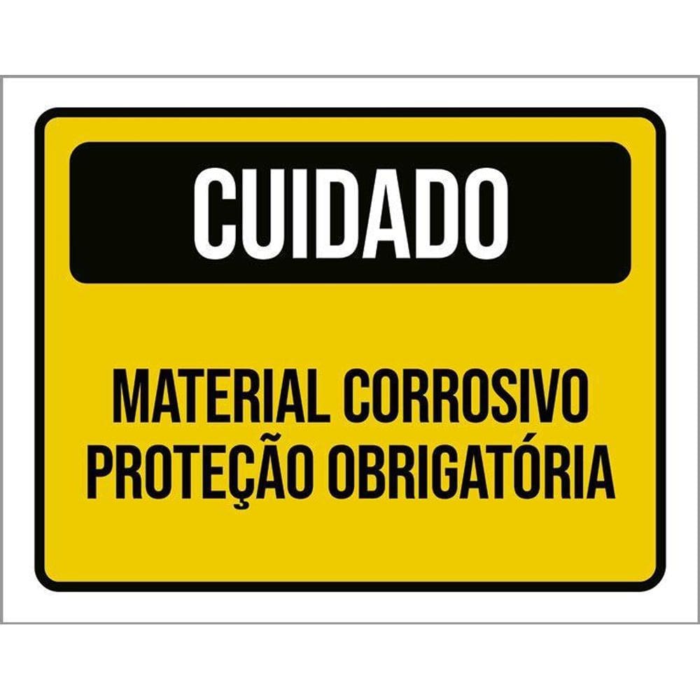 Placa De Sinalização - Cuidado Material Corrosivo 36X46
