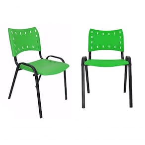 Kit 2 Cadeiras Iso para Escola Escritório Comércio Verde Base Preta