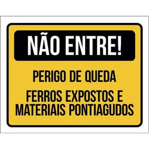 Placa Não Entre Perigo De Queda Ferros Expostos 36X46