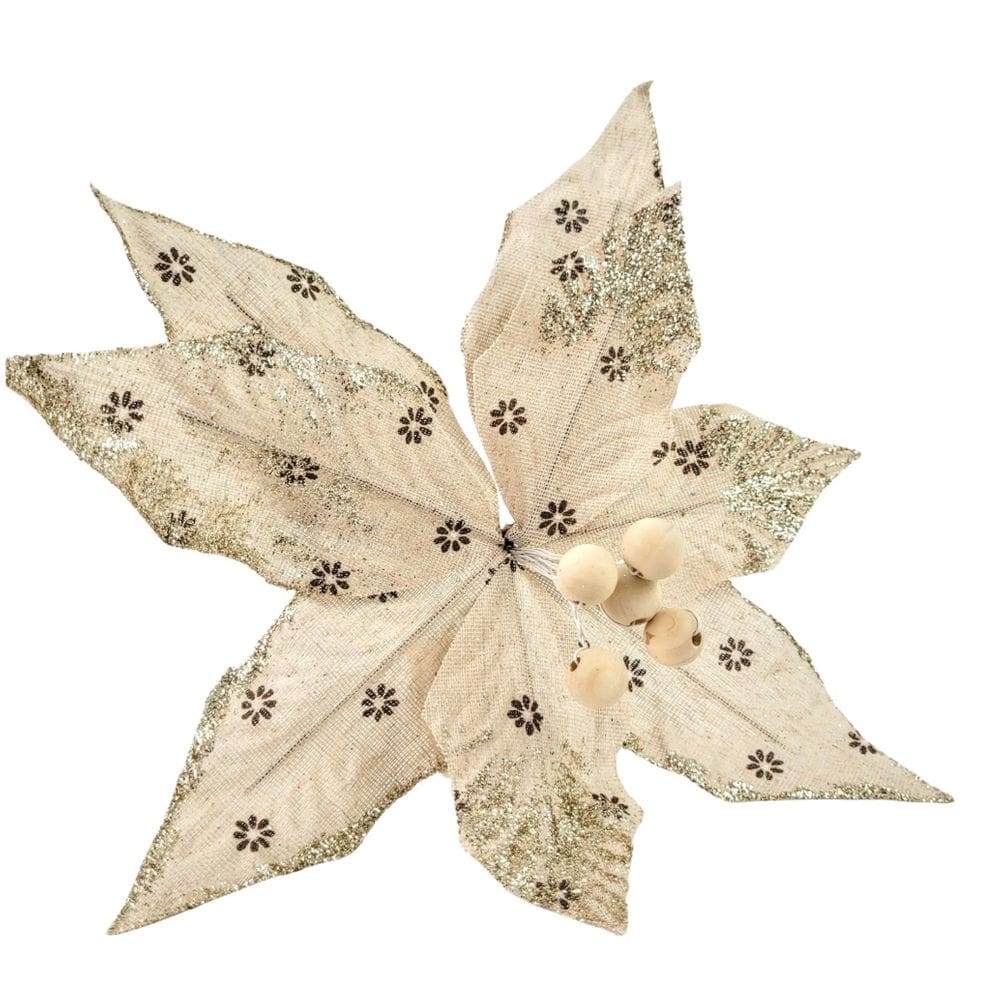 Poinsettia Champanhe Bico De Papagaio 24Cm Natal
