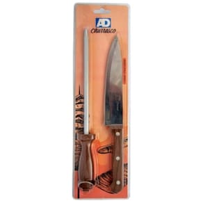 Kit Churrasco 2 Peças Faca E Chaira Com Lamina Inox - Ad