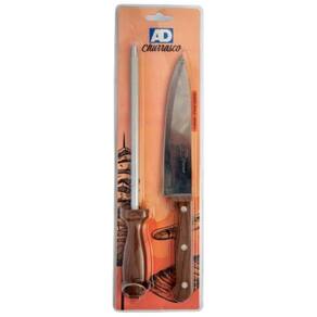 Kit Churrasco 2 Peças Faca E Chaira Com Lamina Inox - Ad