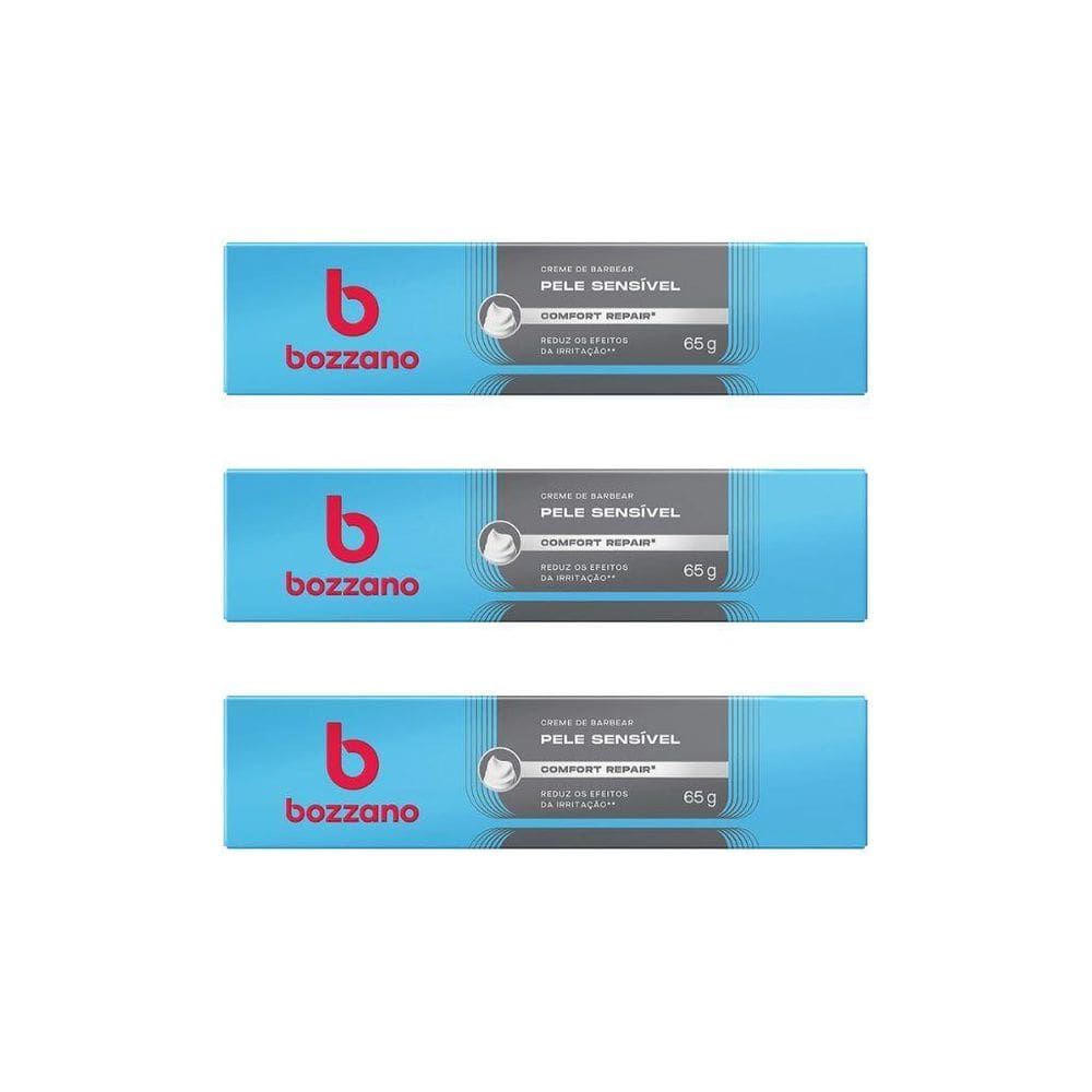 Creme Barbear Bozzano 65G Pele Sensível - Kit Com 3Un