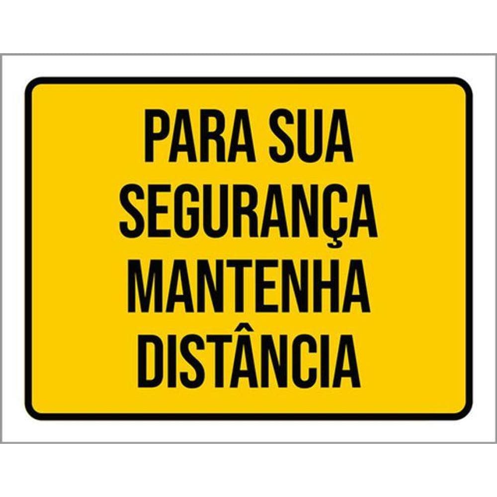 Kit 3 Placas Sinalização - Segurança Mantenha Distância