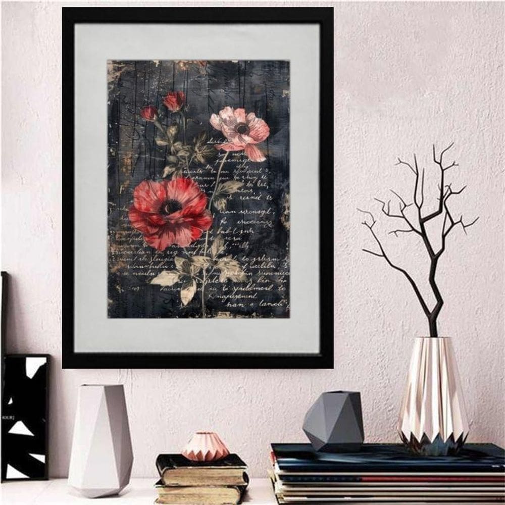 Quadro Decorativo Flores Vintage 60X48Cm