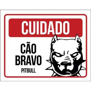 Kit 3 Placas Cuidado Cão Bravo Pitbull