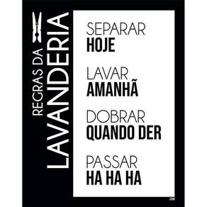 Placa Divertida Sinalização Regras Da Lavanderia 36X46