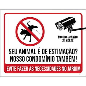 Placa Sinalização Animal Estimação Condomínio Jardim 36X46