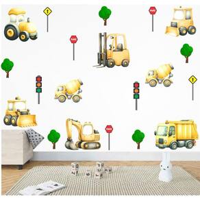 Adesivo De Parede Caminhão Empilhadeira E Placas