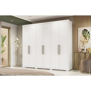 Guarda Roupa Casal 6 Portas e 3 Gavetas c/ Pés Sumatra Branco - Demóbile