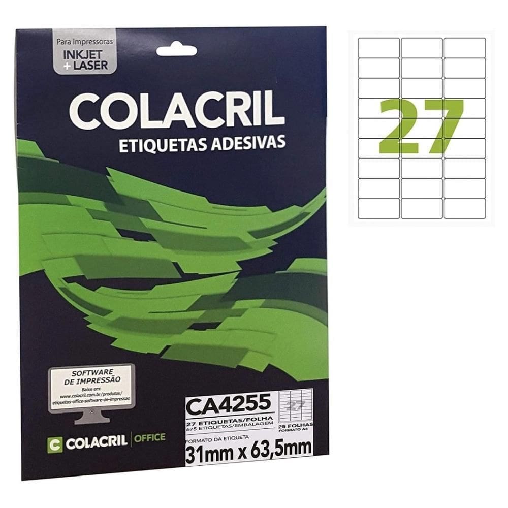 Etiqueta Adesiva Colacril A4 Ca4255 31X63,5Mm C/675 C/25 Fls